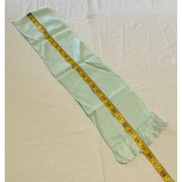 Vintage Mint Green Scarf with Fringe Edge 48 Inch Rectagular - Picture 2 of 6